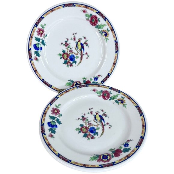 2 Syracuse China Dewitt Clinton Bread And Butter Plates Bird Of Paradise Pilgrim - Picture 1 of 6